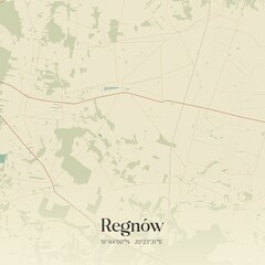 Vintage map of Regnów, Poland.
