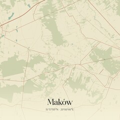 Vintage map of Maków, Poland.