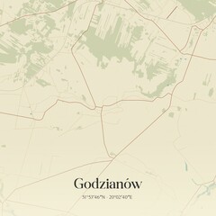 Obraz premium Vintage map of Godzianów, Poland.