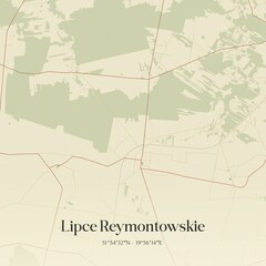 Vintage map of Lipce Reymontowskie, Poland.