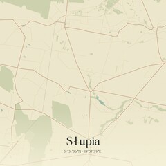 Vintage map of Slupia, Poland.