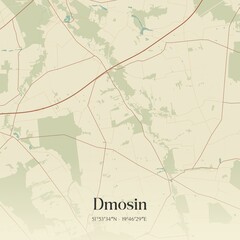 Vintage map of Dmosin, Poland.