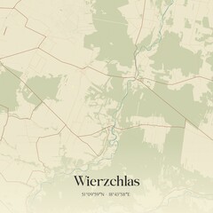Vintage map of Wierzchlas, Poland.