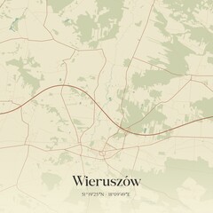 Vintage map of Wieruszów, Poland.