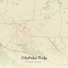 Vintage map of Zdunska Wola, Poland.