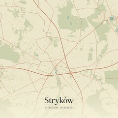 Vintage map of Stryków, Poland.