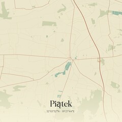 Vintage map of Piatek, Poland.