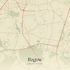 Vintage map of Rzgów, Poland.