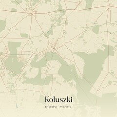 Vintage map of Koluszki, Poland.