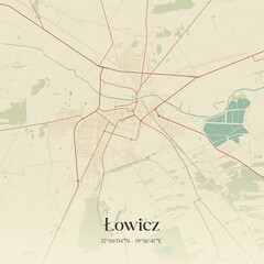 Vintage map of Lowicz, Poland.