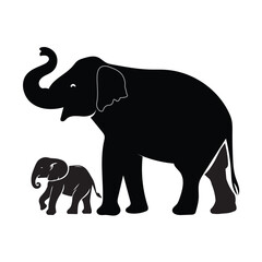 Obraz premium elephant silhouette set isolated on white