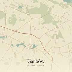 Vintage map of Garbów, Poland.