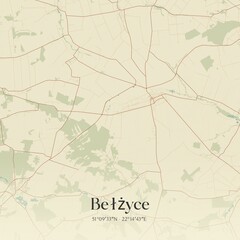 Vintage map of Belzyce, Poland.