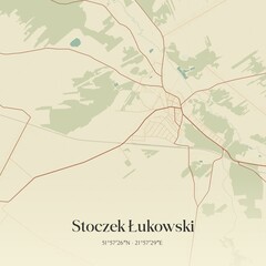 Vintage map of Stoczek Lukowski, Poland.