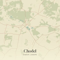 Vintage map of Chodel, Poland.