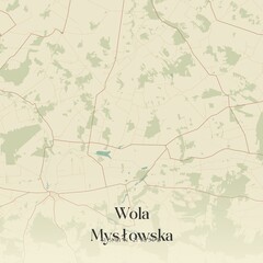 Vintage map of Wola Myslowska, Poland.