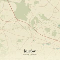 Vintage map of Kurów, Poland.