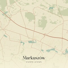 Fototapeta premium Vintage map of Markuszów, Poland.