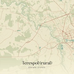 Vintage map of Terespol (rural), Poland.