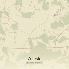 Vintage map of Zalesie, Poland.