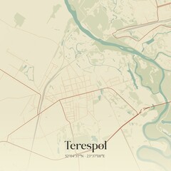 Vintage map of Terespol, Poland.