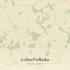 Vintage map of Lesna Podlaska, Poland.