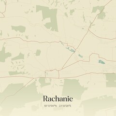 Vintage map of Rachanie, Poland.