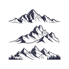 Adventure Mountain Landscape Silhouettes Vector Clip Art Pack