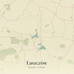 Vintage map of Laszczów, Poland.