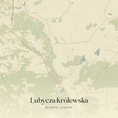 Vintage map of Lubycza Królewska, Poland.