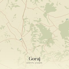 Vintage map of Goraj, Poland.