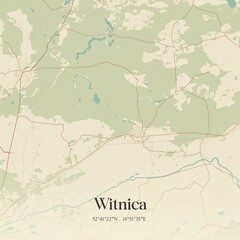 Obraz premium Vintage map of Witnica, Poland.