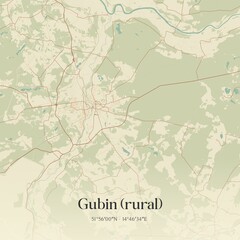 Vintage map of Gubin (rural), Poland.