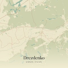 Fototapeta premium Vintage map of Drezdenko, Poland.