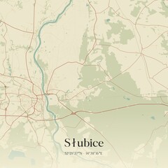 Fototapeta premium Vintage map of Slubice, Poland.