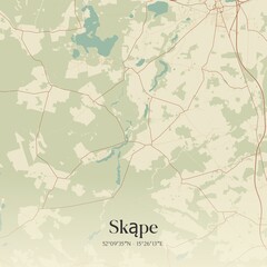 Vintage map of Skape, Poland.