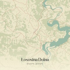 Fototapeta premium Vintage map of Lososina Dolna, Poland.