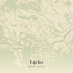 Vintage map of Lacko, Poland.