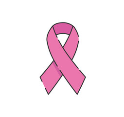 pink ribbon, breast cancer awareness symbol or sign, isolated on white, icon vector illustration isolated on a white background. October