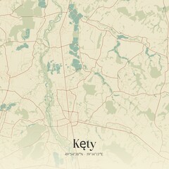 Vintage map of Kety, Poland.