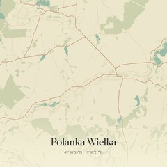 Obraz premium Vintage map of Polanka Wielka, Poland.