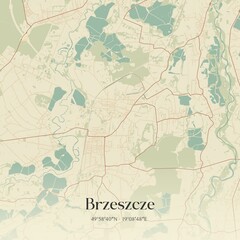 Vintage map of Brzeszcze, Poland.