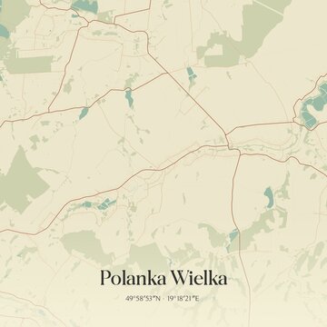Vintage map of Polanka Wielka, Poland.