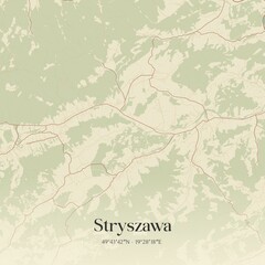 Vintage map of Stryszawa, Poland.