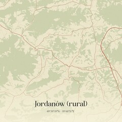 Vintage map of Jordanów (rural), Poland.