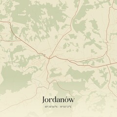 Vintage map of Jordanów, Poland.