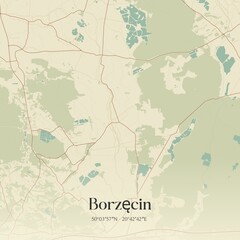 Vintage map of Borzecin, Poland.