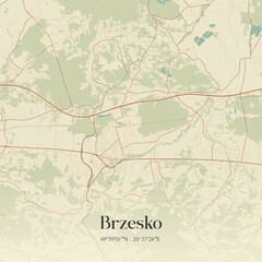 Vintage map of Brzesko, Poland.