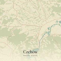 Vintage map of Czchów, Poland.