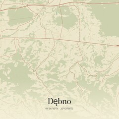 Fototapeta premium Vintage map of Debno, Poland.